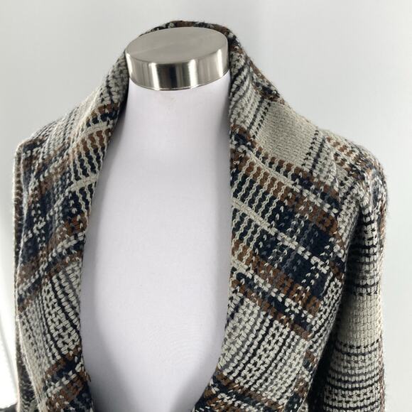 Classiques Entier Womens Gray Black Brown Bias Plaid 3/4 Sleeve Jacket Size S - Picture 4 of 13